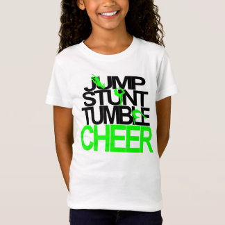 Jump, Stunt, Tumble, Cheer Tee in Black & Green