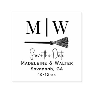 Jump the Broom 2 Initial Monogram Save the Date Self-inking Stamp