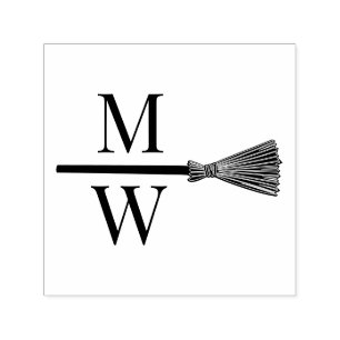 Jump the Broom D Couple Wedding 2 Initial Monogram Self-inking Stamp