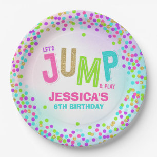 Jump Trampoline Birthday Party Decor Personalised Paper Plate