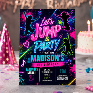 Jump Trampoline Birthday Party Invitation