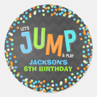 Jump Trampoline Birthday Party Supplies Favour Classic Round Sticker