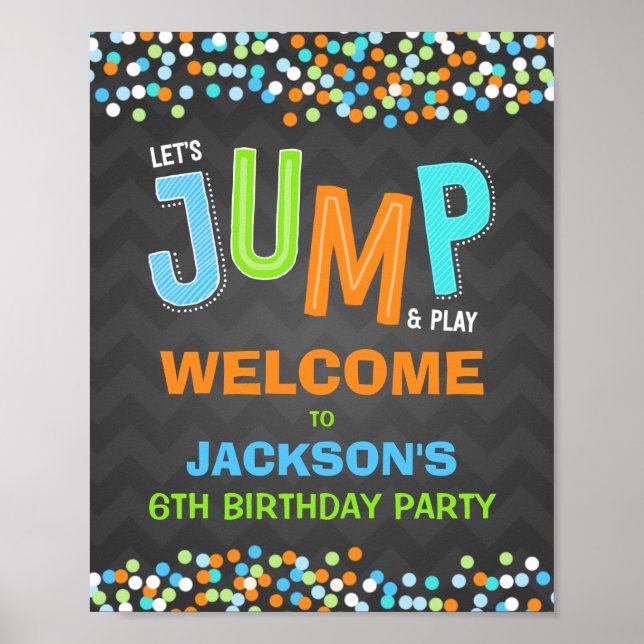 Jump Trampoline Birthday Party Supplies Welcome  Poster (Front)