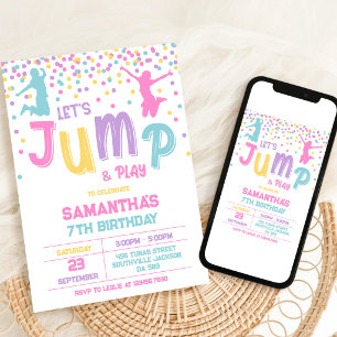 Jump Trampoline Bounce Party Kids Birthday Invitation