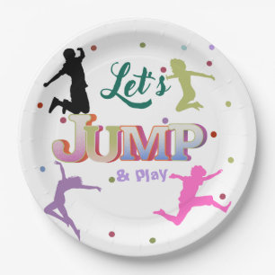 Jump Trampoline Colourful Birthday Party Paper Plate