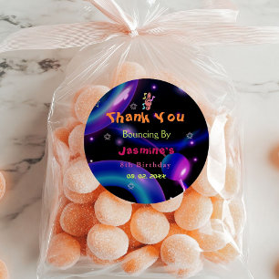 Jump Trampoline Colourful girl birthday party Classic Round Sticker