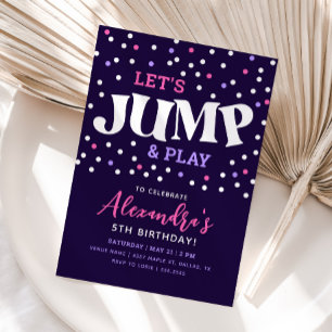 Jump Trampoline Girl Birthday Invitation