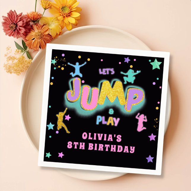 Jump Trampoline Jump Play Birthday Party Napkin (Creator Uploaded)