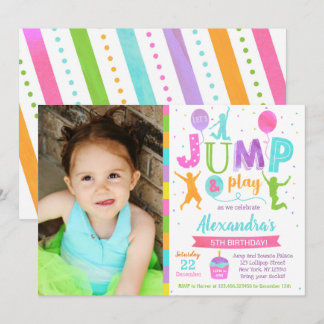 Jump Trampoline Park Birthday Invitations Girl