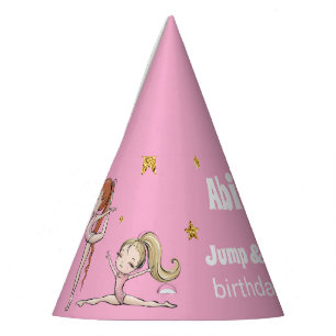 Jump & Tumble Gymnastics Pink Birthday Party Hat