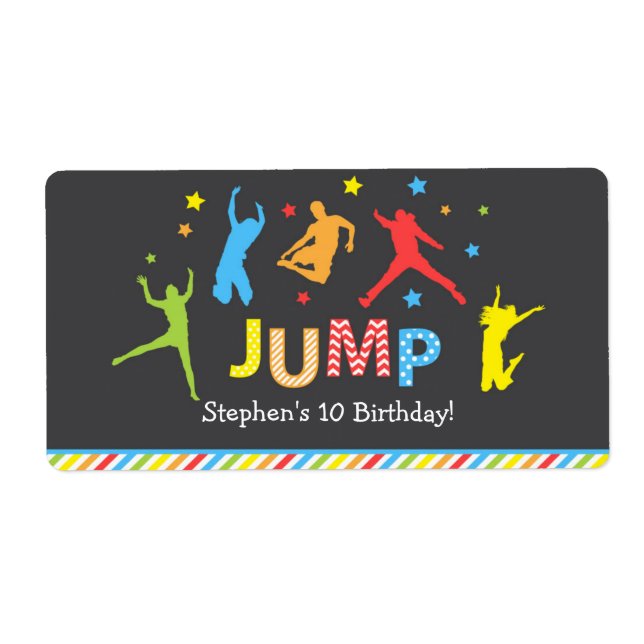 Jump water bottle labels / Trampoline bottle label (Front)