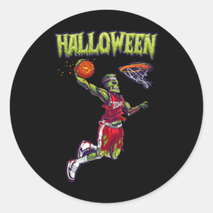Jump Zombie Bysketbyll Dunk Player Halloween Pumpk Classic Round Sticker