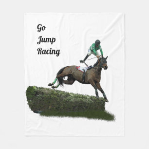 Jumper Horse & Jockey In Green Fleece Blanket