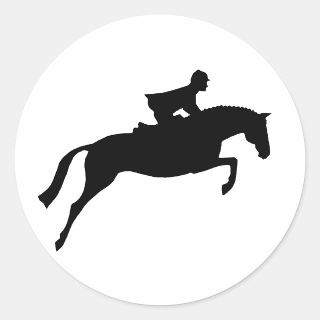 Jumper Horse Silhouette Classic Round Sticker (Front)