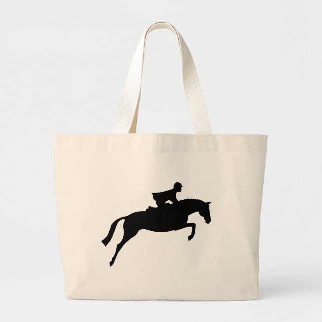 Jumper Horse Silhouette Large Tote Bag (Front)