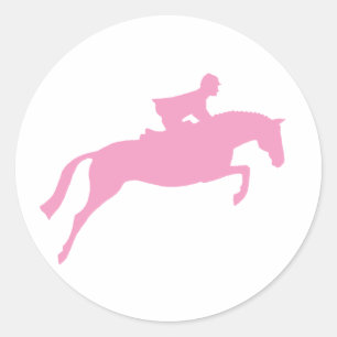 Jumper Horse Silhouette (pink) Classic Round Sticker