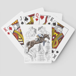 Jumper Horses Fences Montage Playing Cards