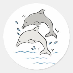 Jumpin' Dolphins Classic Round Sticker