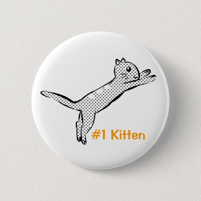 Jumping #1 Kitten 6 Cm Round Badge (Front)