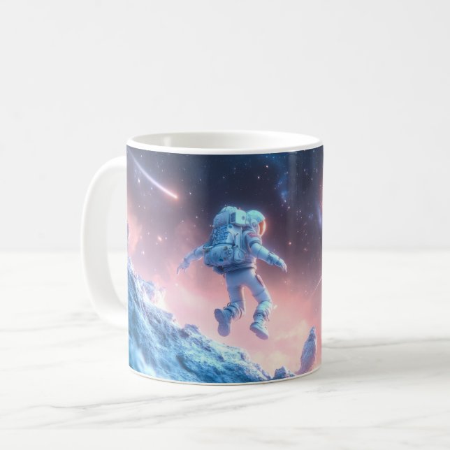 Jumping Astronaut Coffee Mug (Front Left)