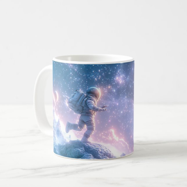 Jumping Astronaut Coffee Mug (Front Left)