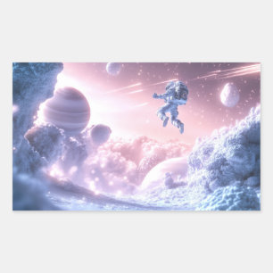 Jumping Astronaut Rectangular Sticker
