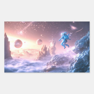 Jumping Astronaut Rectangular Sticker