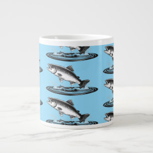 jumping atlantic salmon fish large coffee mug