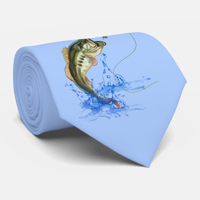 Jumping Bass Fishing Tie (Rolled)