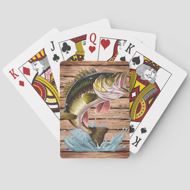 Jumping Bass Gone Fishing Playing Cards (Back)