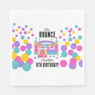 Jumping Bouncy Castle Girls Birthday Party Napkin