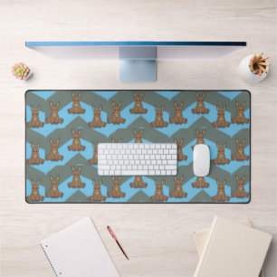 Jumping brown donkeys pattern desk mat