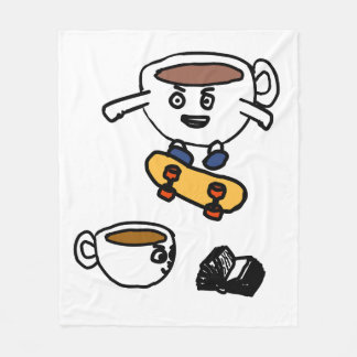 Jumping Coffee Cup & Reading Mug Duo Fleece Blanket