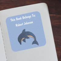 Jumping Dark Blue White Cartoon Dolphin
