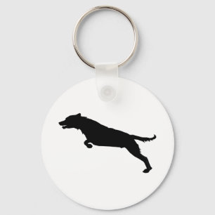 Jumping Dog Silhouette Key Ring