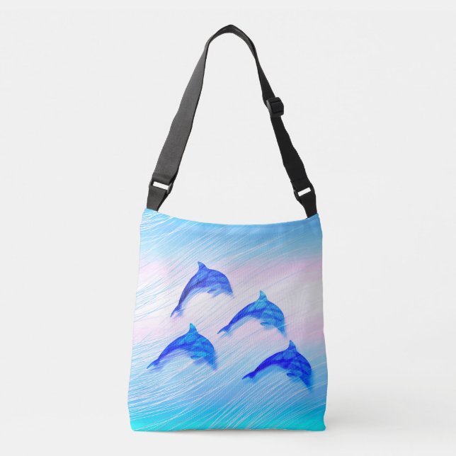 jumping dolphins crossbody bag (Front)