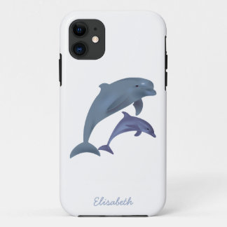 Jumping dolphins illustration name Case-Mate iPhone case