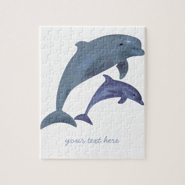 Jumping dolphins illustration name jigsaw puzzle (Vertical)