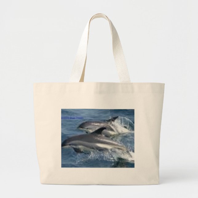 Jumping Dolphins Large Tote Bag (Front)