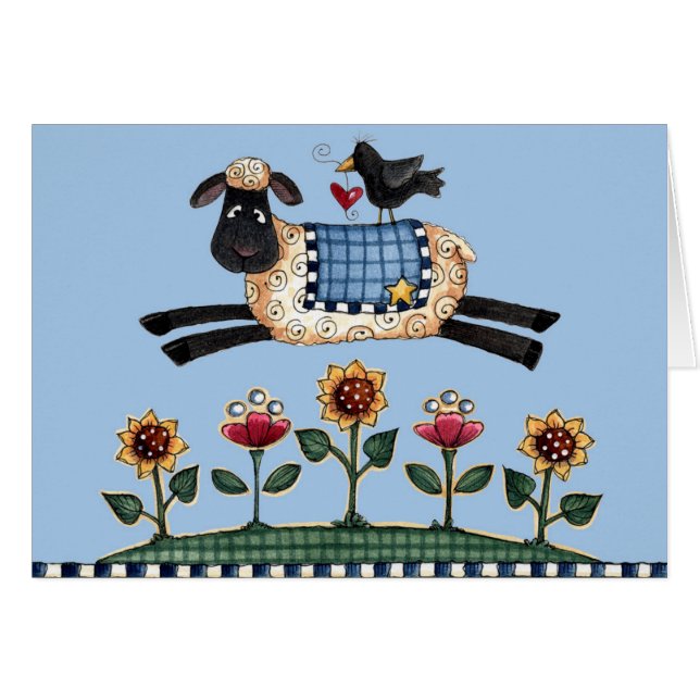 Jumping Ewe - Blank Card (Front Horizontal)
