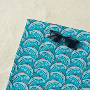Jumping Fish Blue Beach Towel