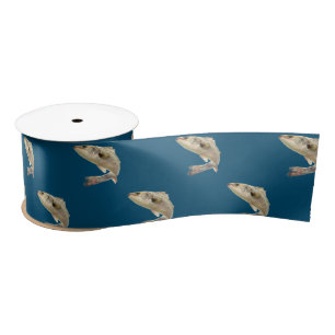 Jumping Fish on Blue Satin Ribbon