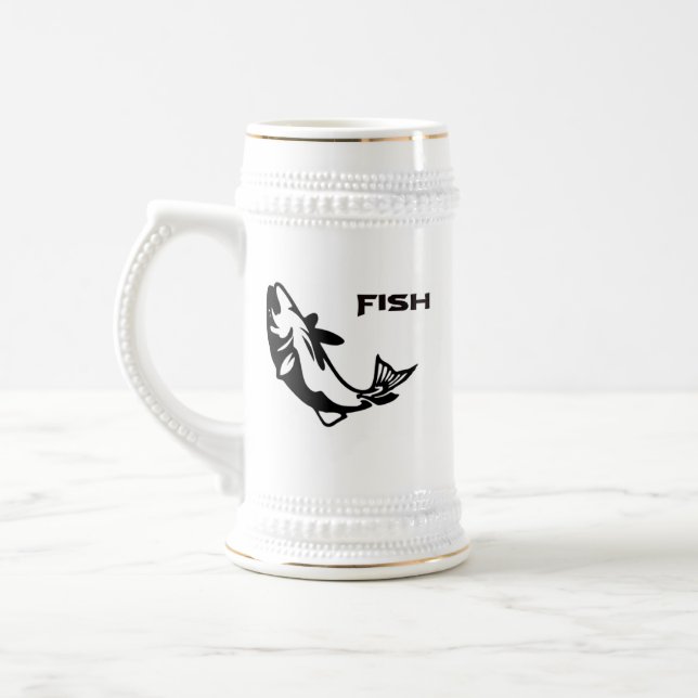 Jumping fish silhouette beer stein (Left)