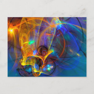 Jumping fish Sunset - colourful digital abstract a Postcard