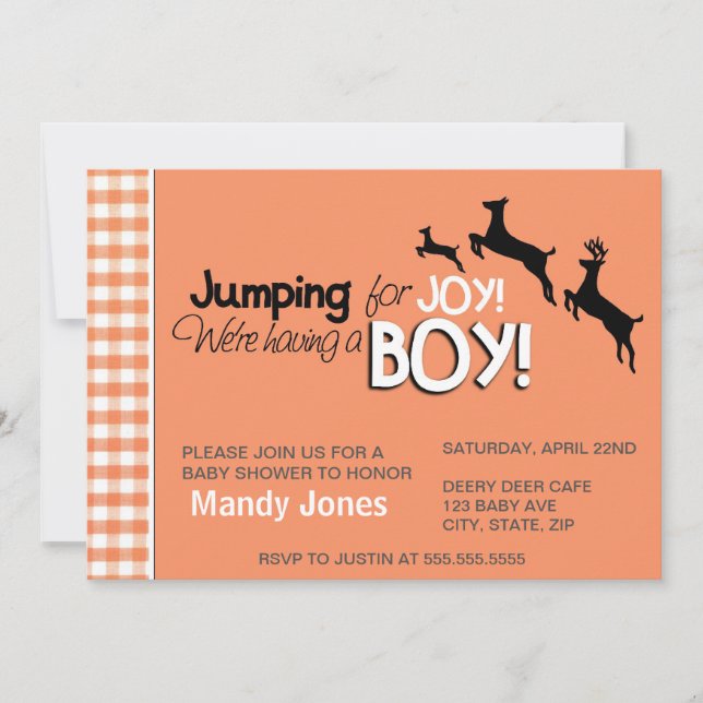 Jumping for Joy We're having a Boy baby shower Invitation (Front)