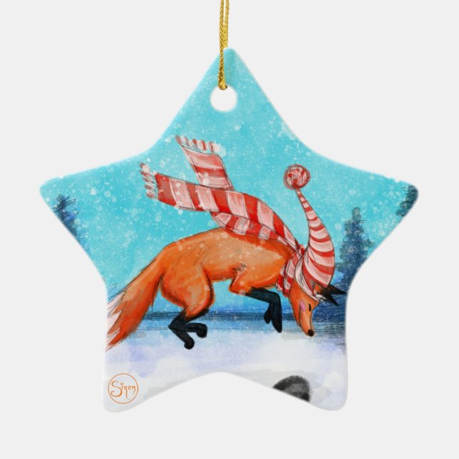 Jumping Fox Ornament (Front)