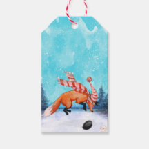 Jumping Fox Winter Gift Tag