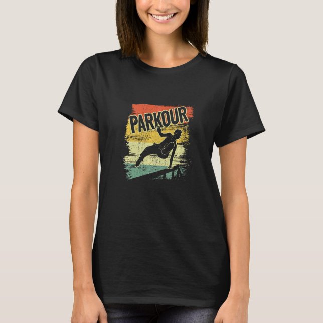 Jumping Freestyle Free Runner Traceur Retro Parkou T-Shirt (Front)