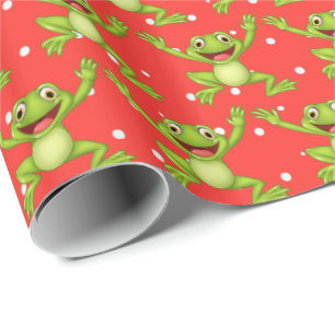 Jumping Frogs On Polka Dots Wrapping Paper