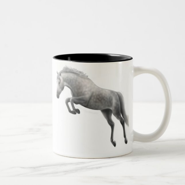 Jumping Grey Horse Mug (Right)